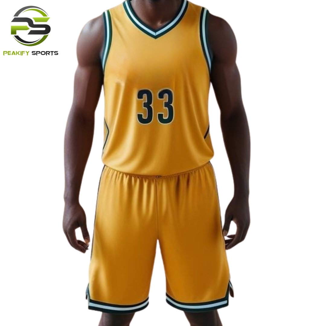 Elite Court Basketball Match Kit – Golden Amber & Forest