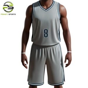 Elite Pro-Series Basketball Uniform – Sterling Grey & Navy