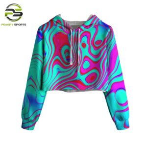 Vibrant Psychedelic Liquid Swirl Cropped Hoodie - Peakify Sports