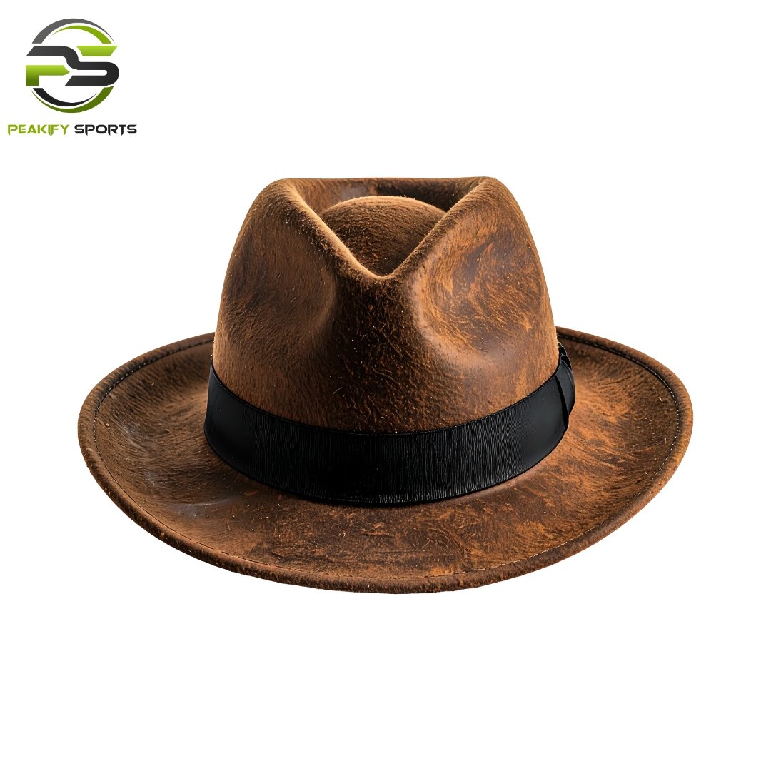 Peakify Signature Heritage Fedora – Distressed Tobacco Leather