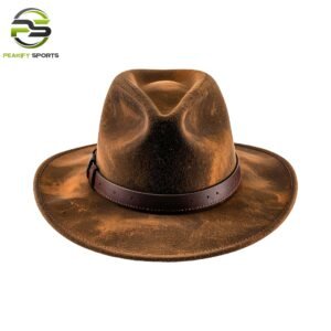 Peakify Signature Frontier Fedora – Distressed Oak Leather
