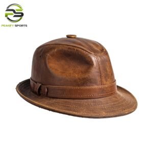 Peakify Heritage Explorer Pith Fedora – Hand-Burnished Saddle Leather