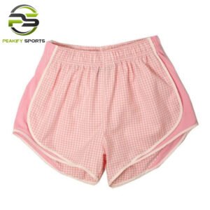Peakify Retro-Sprint Gingham Check Training Shorts – Blush Pink