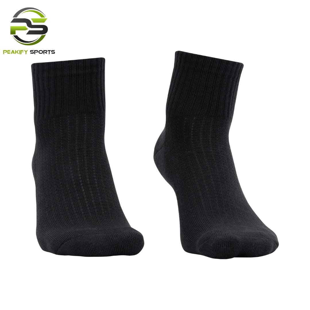 Peakify Core-Stability Quarter Crew Socks – Midnight Black