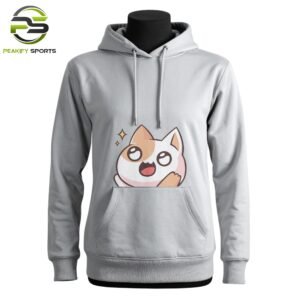 Men’s Kawaii Guardian Graphic Hoodie – Silver Mist