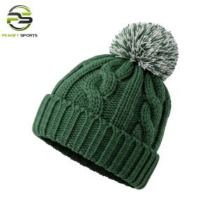 Peakify Forest Cable-Knit Pom Beanie – Evergreen Edition