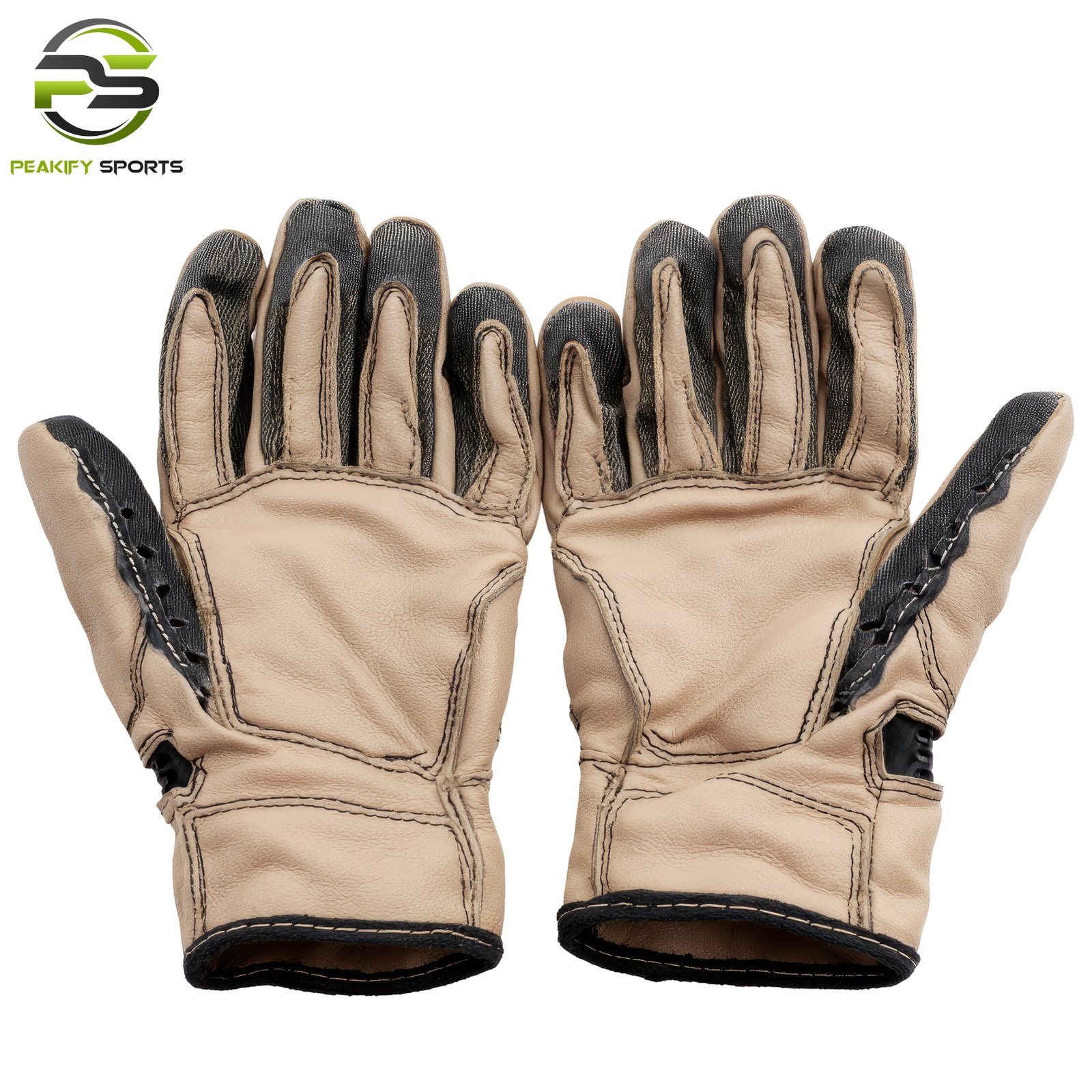 Peakify Pro-Guard Grain Leather Mechanical Work Gloves – Safety Gold & Onyx