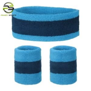 Peakify Velocity Terry-Knit Performance Headband & Wristband Set – Azure Horizon