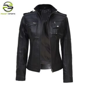 Women’s Tactical Onyx Leather Moto Jacket