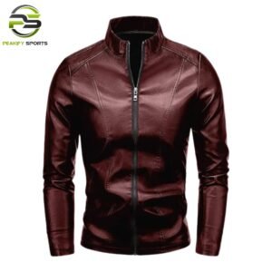 Men’s Vanguard Essential Leather Racer Jacket – Deep Burgundy