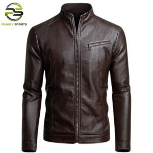 Men’s Vanguard Essential Leather Racer Jacket – Espresso Chocolate
