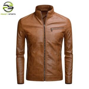 Men’s Vanguard Essential Leather Racer Jacket – Heritage Brown