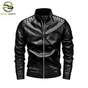 Men’s Apex Biker Leather Jacket – Stealth Onyx