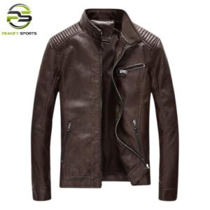 Men’s Apex Biker Leather Jacket – Mahogany Brown